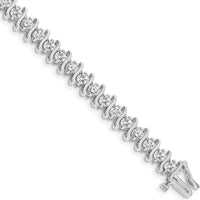 14K White Gold 7-Inch Tennis Bracelet with 35 Round Diamonds - 5.95 Carat Total Diamond Weight by Oro Pregiato