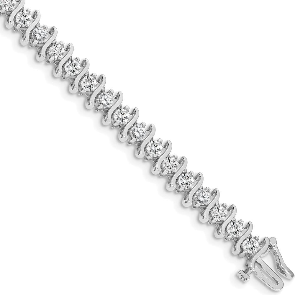 14K White Gold 7-Inch Tennis Bracelet with 35 Round Diamonds - 5.95 Carat Total Diamond Weight by Oro Pregiato