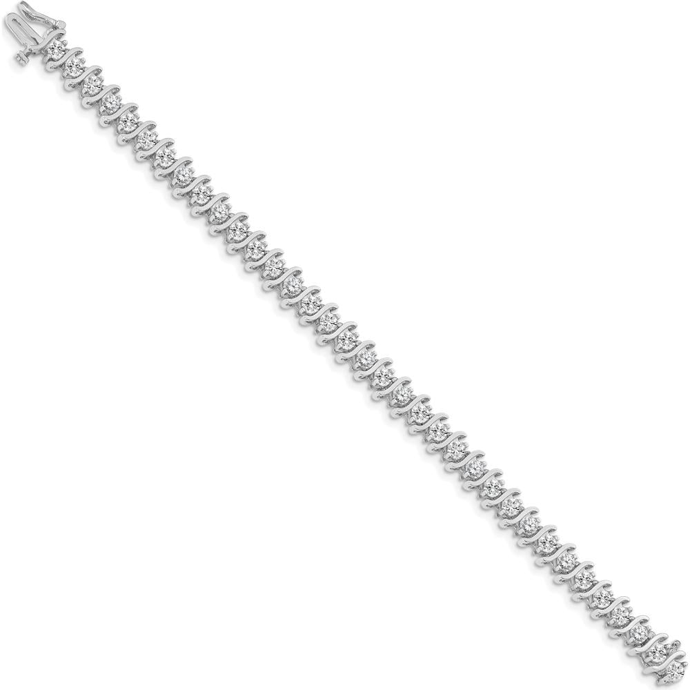 14K White Gold 7-Inch Tennis Bracelet with 35 Round Diamonds - 5.95 Carat Total Diamond Weight by Oro Pregiato