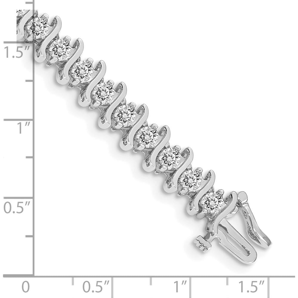 14K White Gold 7-Inch Tennis Bracelet with 35 Round Diamonds - 5.95 Carat Total Diamond Weight by Oro Pregiato