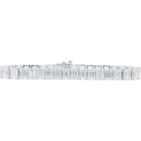 14K White Gold 7-Inch Tennis Bracelet with 4-Prong Set Emerald Cut Lab Grown Diamonds - 25.50 Carat Total Diamond Weight