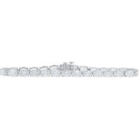 14K White Gold 7-Inch Tennis Bracelet with 4-Prong Set Oval Lab Grown Diamonds - 10.75 Carat Total Diamond Weight