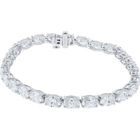 14K White Gold 7-Inch Tennis Bracelet with 4-Prong Set Oval Lab Grown Diamonds - 10.75 Carat Total Diamond Weight