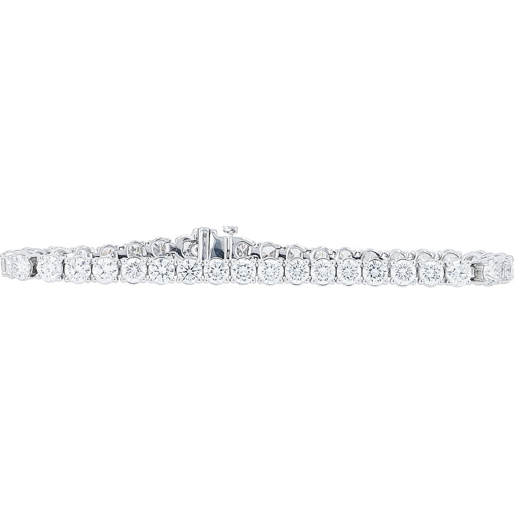 14K White Gold 7-Inch Tennis Bracelet with 4-Prong Set Round Lab Grown Diamonds - 10.00 Carat Total Diamond Weight