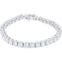 14K White Gold 7-Inch Tennis Bracelet with 4-Prong Set Round Lab Grown Diamonds - 10.00 Carat Total Diamond Weight