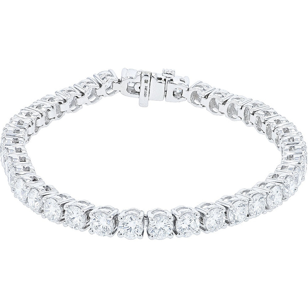 14K White Gold 7-Inch Tennis Bracelet with 4-Prong Set Round Lab Grown Diamonds - 10.00 Carat Total Diamond Weight