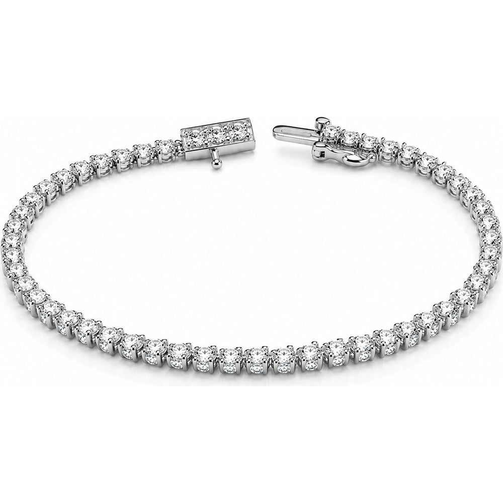 14K White Gold 7 Inch Tennis Bracelet with 4-Prong Set Round Lab Grown Diamonds - 3.59 Carat Total Diamond Weight by Auriventus