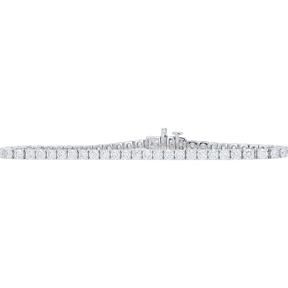 14K White Gold 7-Inch Tennis Bracelet with 4-Prong Set Round Lab Grown Diamonds - 6.00 Carat Total Diamond Weight