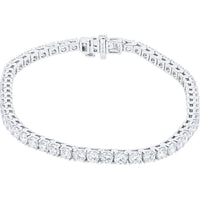 14K White Gold 7-Inch Tennis Bracelet with 4-Prong Set Round Lab Grown Diamonds - 6.00 Carat Total Diamond Weight