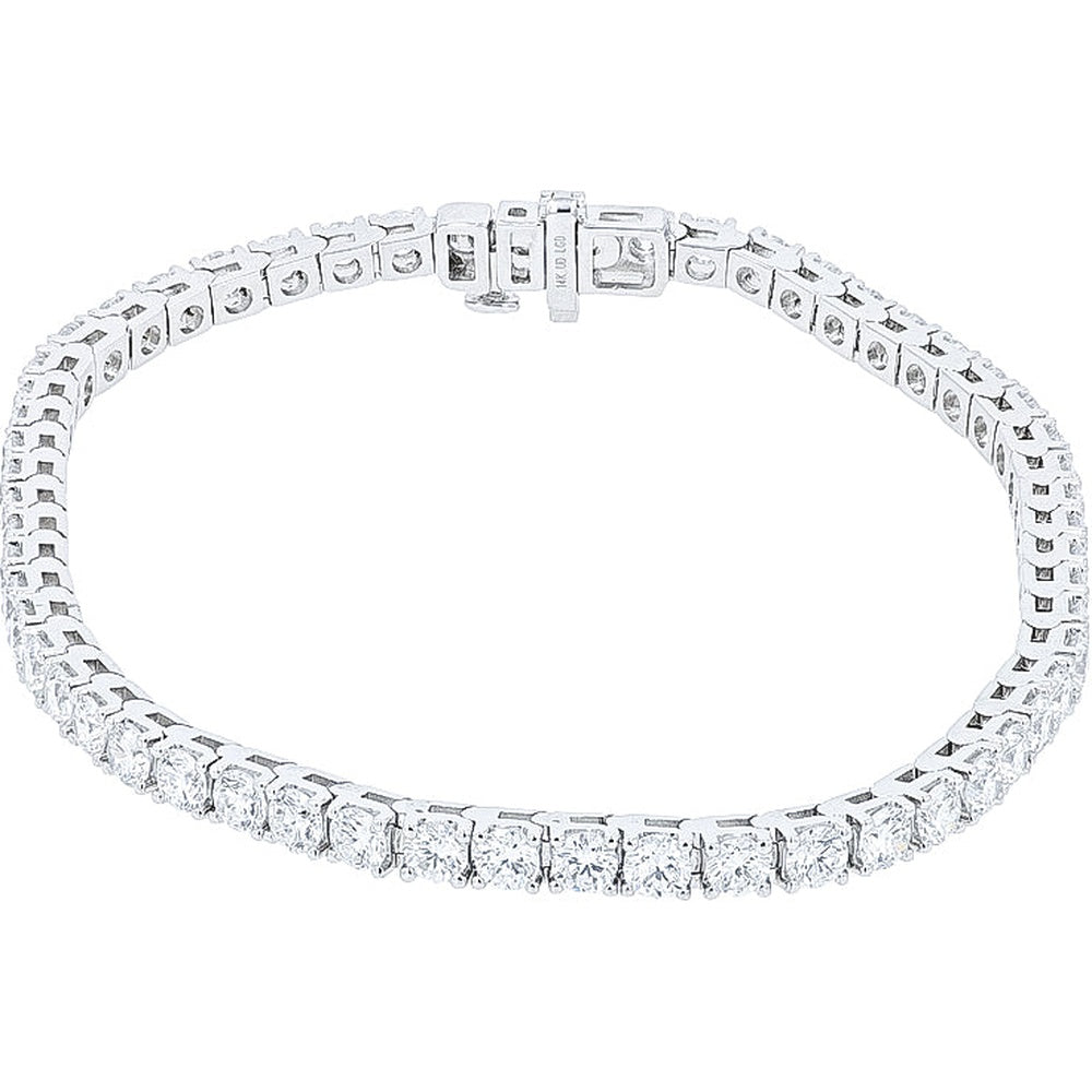 14K White Gold 7-Inch Tennis Bracelet with 4-Prong Set Round Lab Grown Diamonds - 6.00 Carat Total Diamond Weight