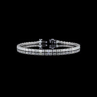 14K White Gold 7-Inch Tennis Bracelet with 50 East-West Set Emerald Cut Lab Diamonds - E-F Color VS Clarity - 4.92 Carat Total Weight - Covaloro Fine Jewelry