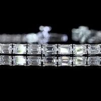 14K White Gold 7-Inch Tennis Bracelet with 50 East-West Set Emerald Cut Lab Diamonds - E-F Color VS Clarity - 4.92 Carat Total Weight - Covaloro Fine Jewelry