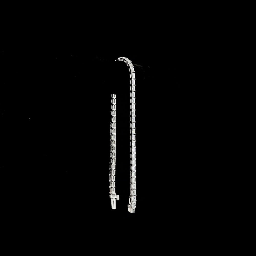 14K White Gold 7-Inch Tennis Bracelet with 50 East-West Set Emerald Cut Lab Diamonds - E-F Color VS Clarity - 4.92 Carat Total Weight - Covaloro Fine Jewelry