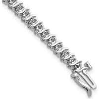 14K White Gold 7-Inch Tennis Bracelet with 54 Round Diamonds - 7/8 Carat Total Diamond Weight by Oro Pregiato