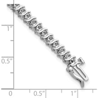 14K White Gold 7-Inch Tennis Bracelet with 54 Round Diamonds - 7/8 Carat Total Diamond Weight by Oro Pregiato