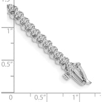 14K White Gold 7-Inch Tennis Bracelet with 55 Prong Set Round Diamonds - 0.93 Carat Total Diamond Weight by Oro Pregiato
