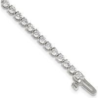 14K White Gold 7-Inch Tennis Bracelet with 56 Round Brilliant-Cut Diamonds - 3.3 Carat Total Diamond Weight by Oro Pregiato