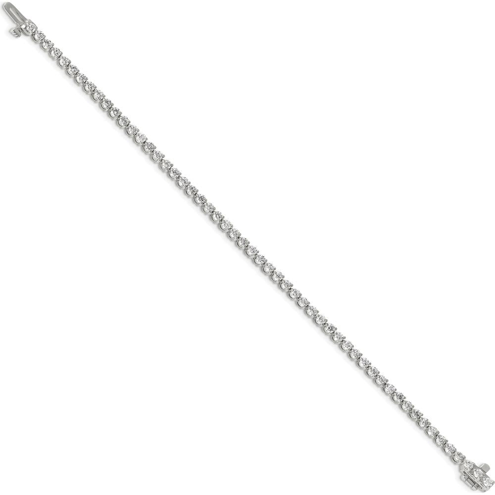 14K White Gold 7-Inch Tennis Bracelet with 56 Round Brilliant-Cut Diamonds - 3.3 Carat Total Diamond Weight by Oro Pregiato