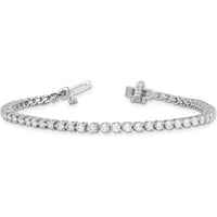 14K White Gold 7-Inch Tennis Bracelet with 56 Round Brilliant-Cut Diamonds - 3.3 Carat Total Diamond Weight by Oro Pregiato