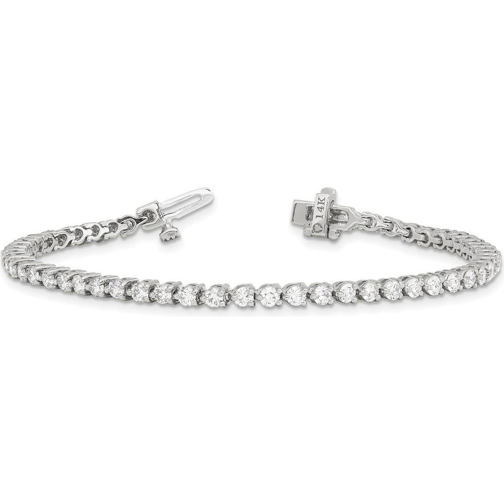 14K White Gold 7-Inch Tennis Bracelet with 56 Round Brilliant-Cut Diamonds - 3.3 Carat Total Diamond Weight by Oro Pregiato
