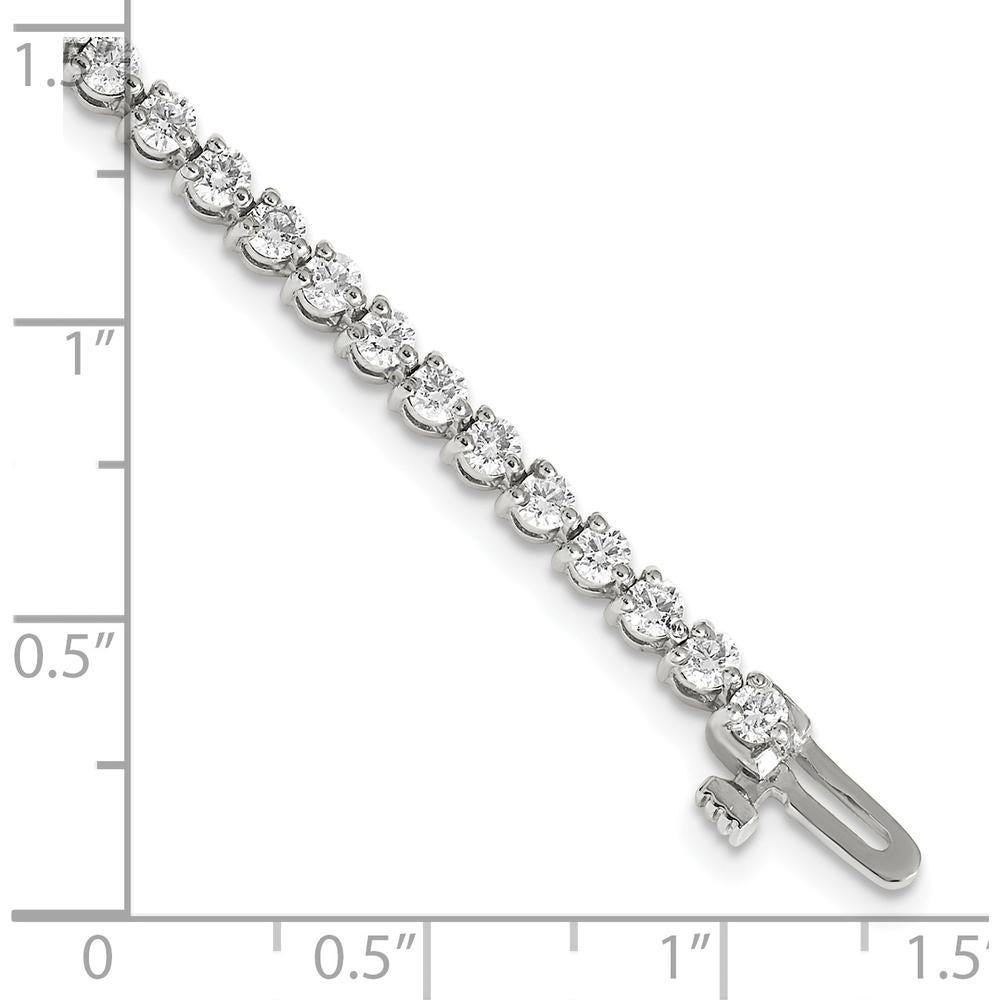 14K White Gold 7-Inch Tennis Bracelet with 56 Round Brilliant-Cut Diamonds - 3.3 Carat Total Diamond Weight by Oro Pregiato