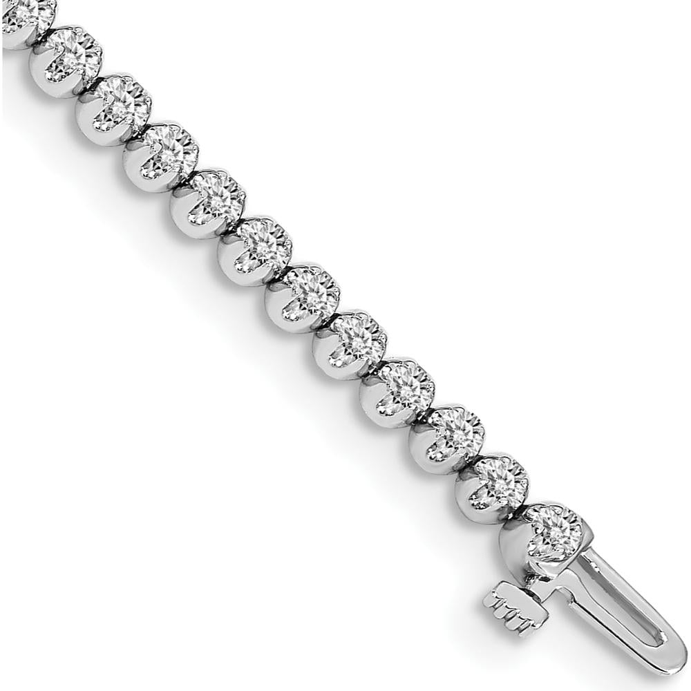 14K White Gold 7-Inch Tennis Bracelet with 56 Round Diamonds - 0.95 Carat Total Diamond Weight by Monteluci Fine Jewelry