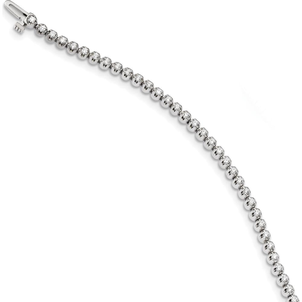 14K White Gold 7-Inch Tennis Bracelet with 56 Round Diamonds - 0.95 Carat Total Diamond Weight by Monteluci Fine Jewelry