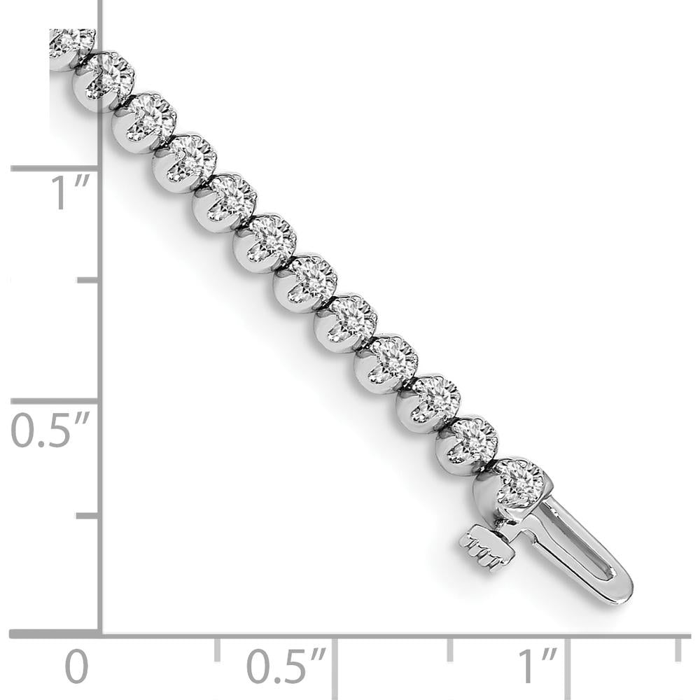 14K White Gold 7-Inch Tennis Bracelet with 56 Round Diamonds - 0.95 Carat Total Diamond Weight by Monteluci Fine Jewelry