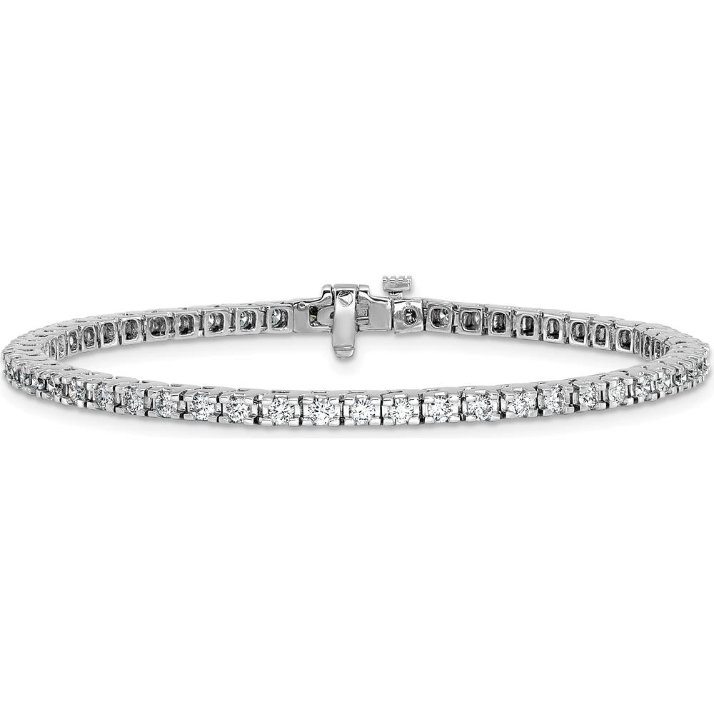 14K White Gold 7-Inch Tennis Bracelet with 56 Round Diamonds - 2.18 Carat Total Diamond Weight by Monteluci Fine Jewelry