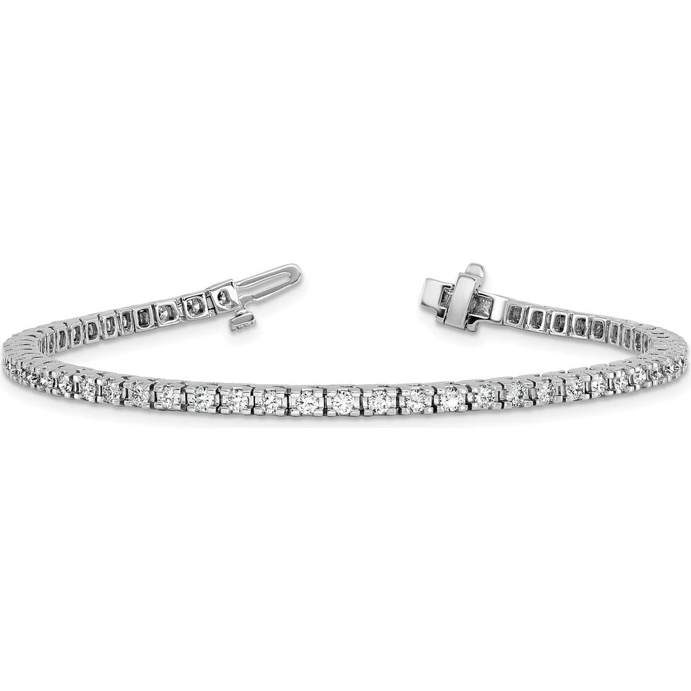 14K White Gold 7-Inch Tennis Bracelet with 56 Round Diamonds - 2.18 Carat Total Diamond Weight by Monteluci Fine Jewelry