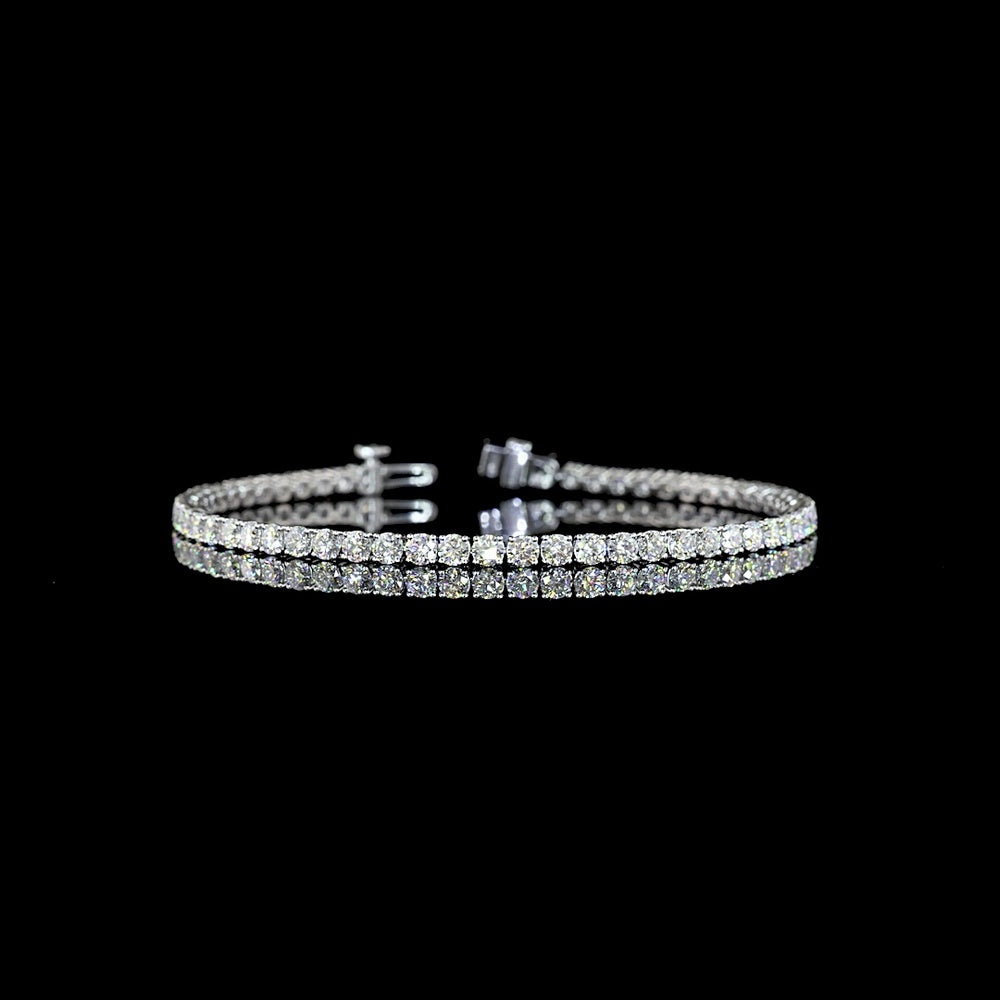 14K White Gold 7-Inch Tennis Bracelet with 57 Round-Cut and 8 Marquise-Cut Lab Diamonds - 5.02 Carat Total Diamond Weight - Covaloro Fine Jewelry
