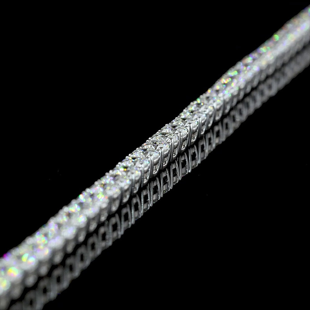 14K White Gold 7-Inch Tennis Bracelet with 57 Round-Cut and 8 Marquise-Cut Lab Diamonds - 5.02 Carat Total Diamond Weight - Covaloro Fine Jewelry