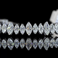 14K White Gold 7-Inch Tennis Bracelet with 66 North-South Marquise Cut Lab Diamonds - 5.60 Carats Total Diamond Weight - Covaloro Fine Jewelry