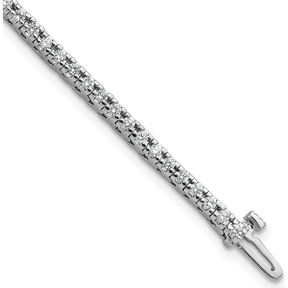 14K White Gold 7-Inch Tennis Bracelet with 74 Round Faceted Diamonds - 1.25 Carat Total Diamond Weight by Monteluci Fine Jewelry