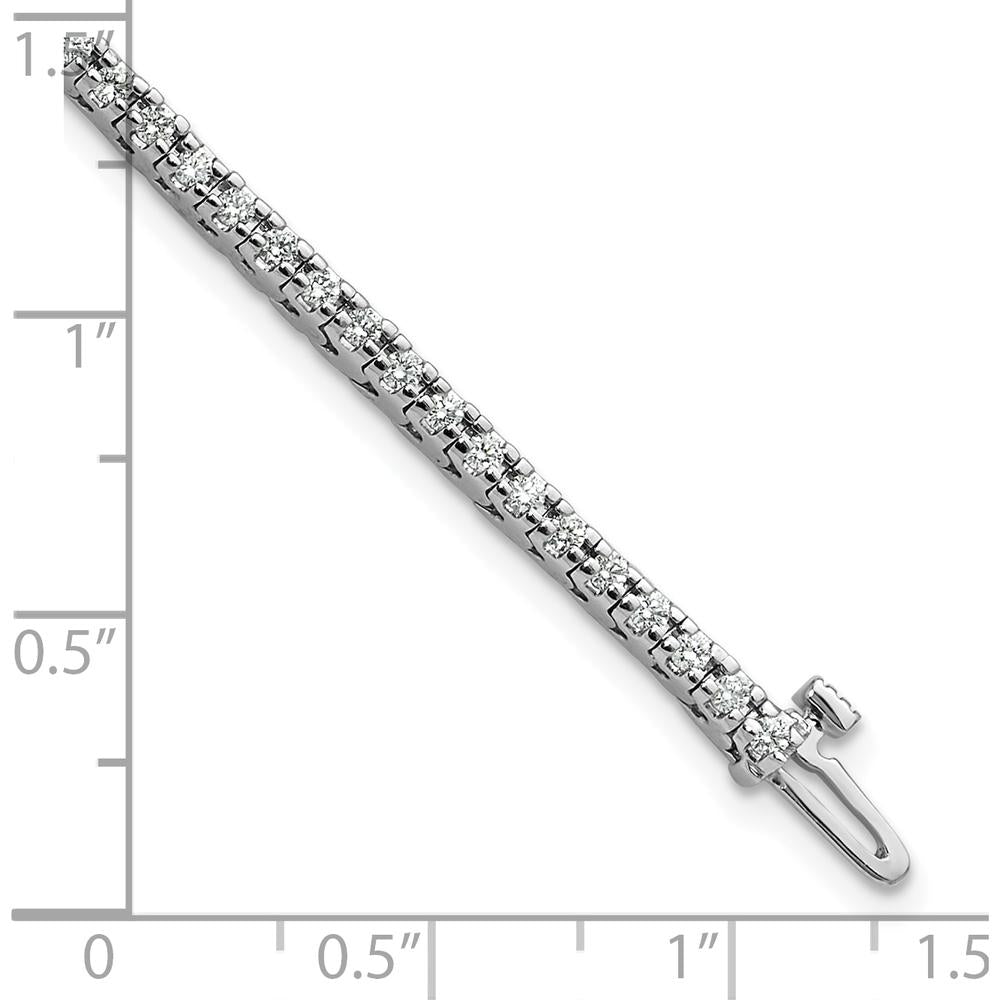 14K White Gold 7-Inch Tennis Bracelet with 74 Round Faceted Diamonds - 1.25 Carat Total Diamond Weight by Monteluci Fine Jewelry