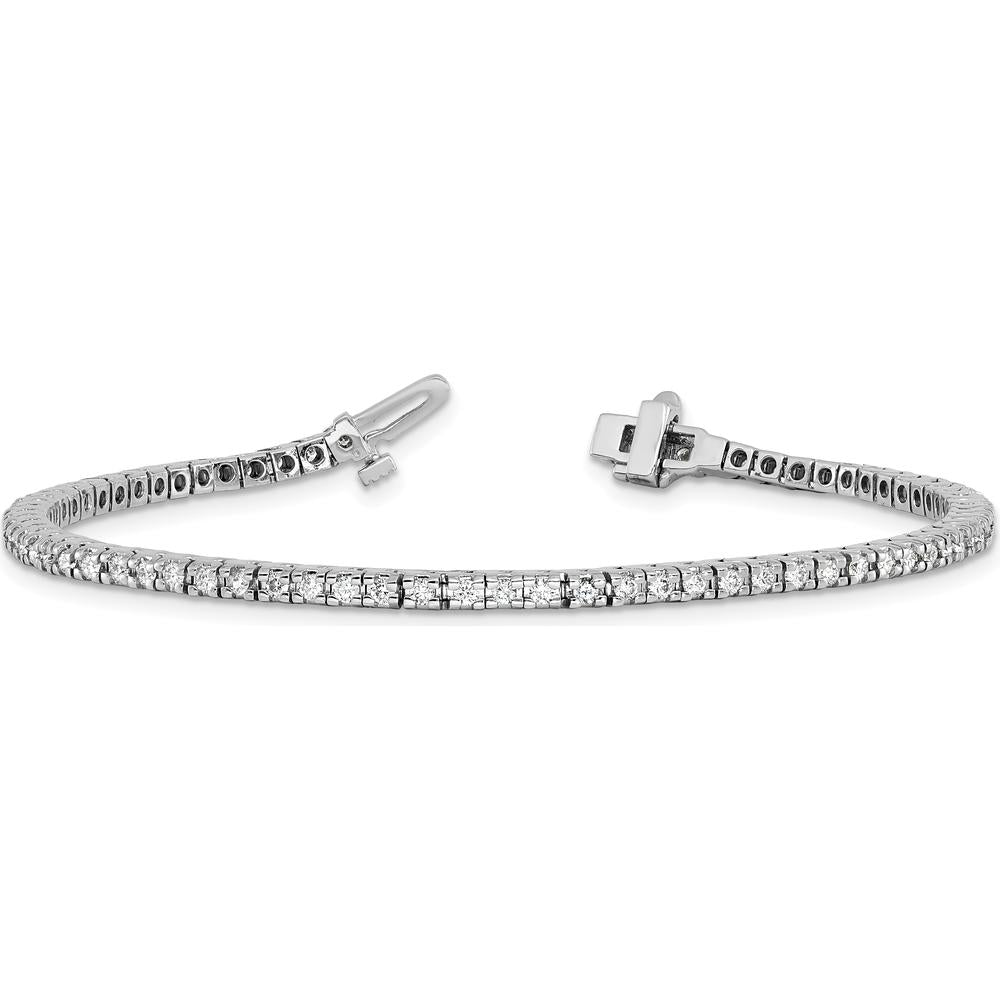 14K White Gold 7-Inch Tennis Bracelet with 74 Round Faceted Diamonds - 1.25 Carat Total Diamond Weight by Monteluci Fine Jewelry