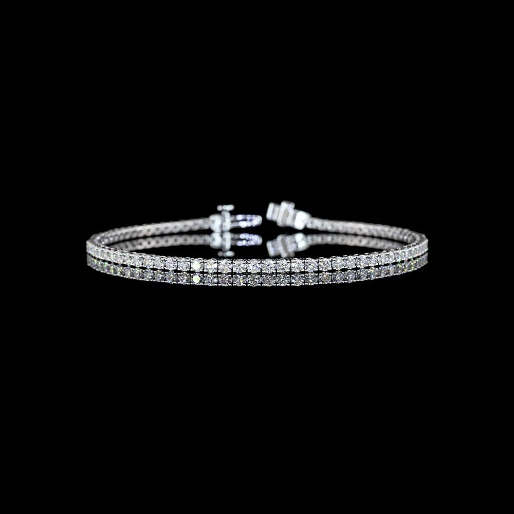 14K White Gold 7-Inch Tennis Bracelet with 76 Prong-Set Round Lab Diamonds - 2.73 Carat Total Diamond Weight - Covaloro Fine Jewelry