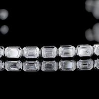 14K White Gold 7-Inch Tennis Bracelet with East-West Bezel Set Emerald Cut Lab Diamonds - 3.05 Carat Total Weight (E-F Color, VS1 Clarity) - Covaloro Fine Jewelry