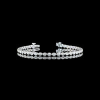 14K White Gold 7-Inch Tennis Bracelet with East-West Bezel Set Oval Lab Diamonds - 2.56 Carat Total Weight - Covaloro Fine Jewelry