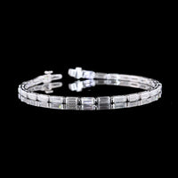 14K White Gold 7-Inch Tennis Bracelet with East-West Half Bezel Set Baguette Lab Diamonds - 6.35 Carats Total Diamond Weight - Covaloro Fine Jewelry