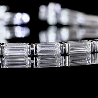 14K White Gold 7-Inch Tennis Bracelet with East-West Half Bezel Set Baguette Lab Diamonds - 6.35 Carats Total Diamond Weight - Covaloro Fine Jewelry