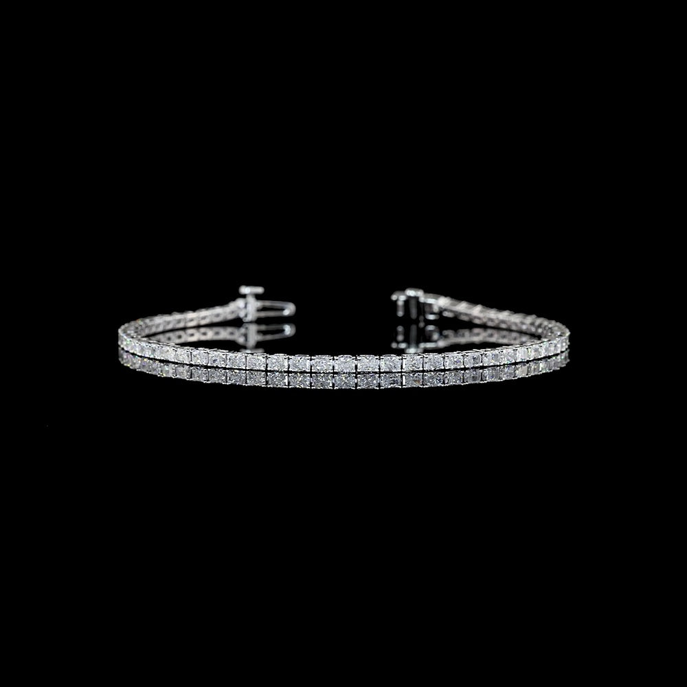 14K White Gold 7-Inch Tennis Bracelet with East-West Set Radiant Cut Lab Diamonds - 2.99 Carat Total Weight, E-F Color VS Clarity - Covaloro Fine Jewelry