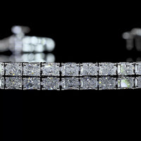 14K White Gold 7-Inch Tennis Bracelet with East-West Set Radiant Cut Lab Diamonds - 2.99 Carat Total Weight, E-F Color VS Clarity - Covaloro Fine Jewelry