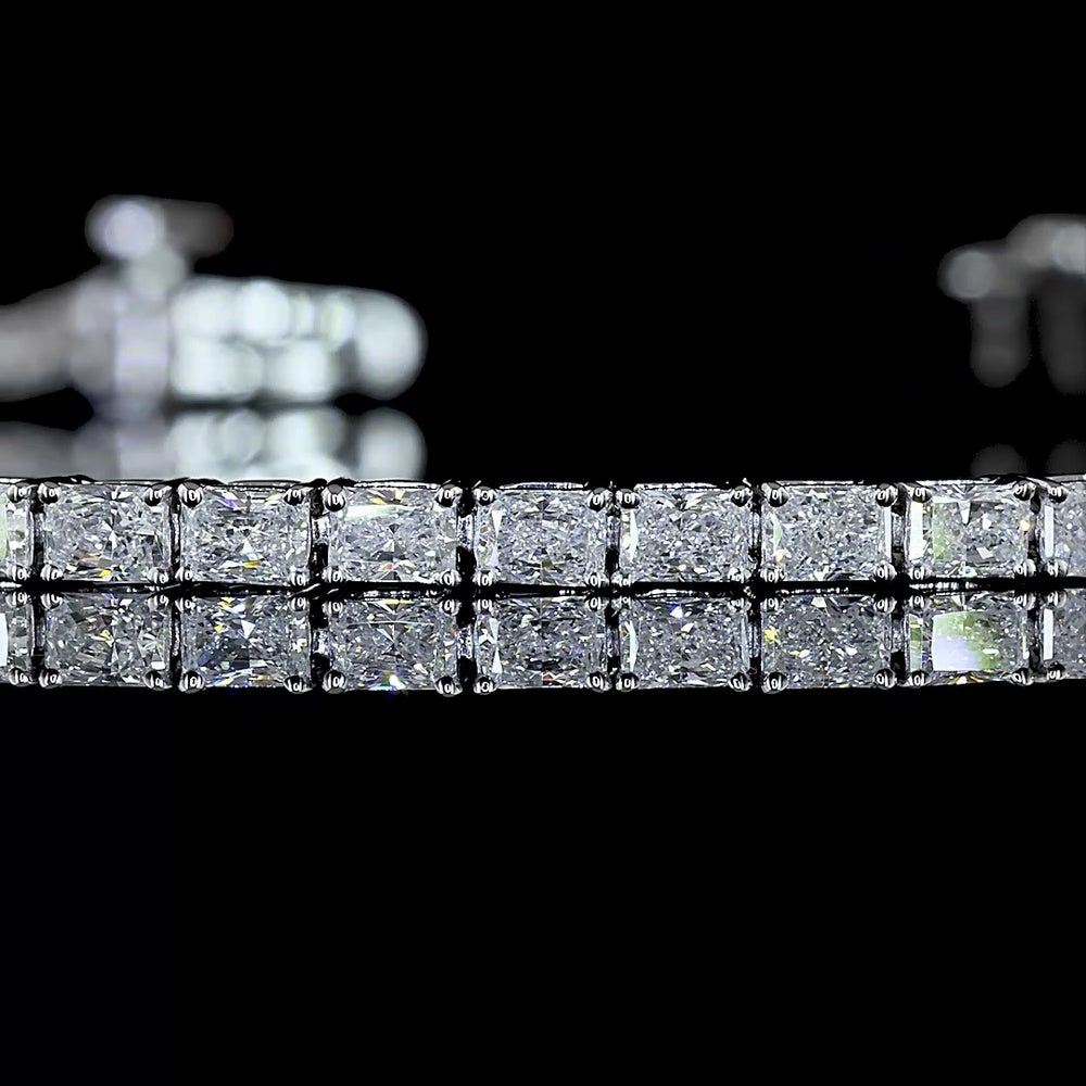 14K White Gold 7-Inch Tennis Bracelet with East-West Set Radiant Cut Lab Diamonds - 2.99 Carat Total Weight, E-F Color VS Clarity - Covaloro Fine Jewelry