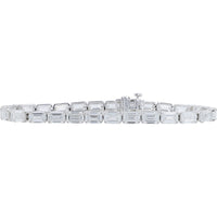 14K White Gold 7-Inch Tennis Bracelet with Emerald-Cut Lab Grown Diamonds - 17.00 Carat Total Diamond Weight