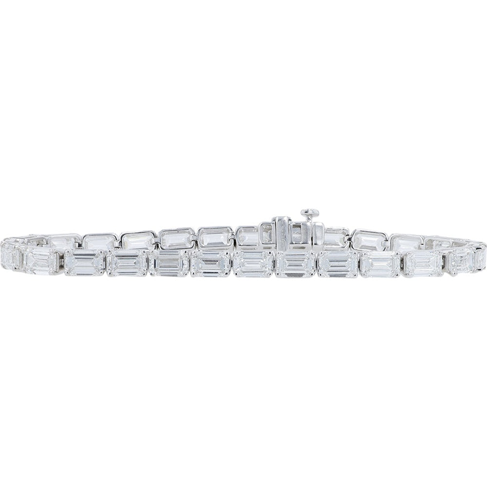 14K White Gold 7-Inch Tennis Bracelet with Emerald-Cut Lab Grown Diamonds - 17.00 Carat Total Diamond Weight