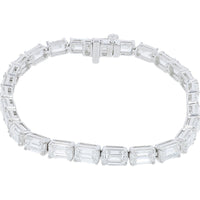 14K White Gold 7-Inch Tennis Bracelet with Emerald-Cut Lab Grown Diamonds - 17.00 Carat Total Diamond Weight