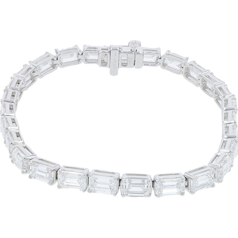 14K White Gold 7-Inch Tennis Bracelet with Emerald-Cut Lab Grown Diamonds - 17.00 Carat Total Diamond Weight