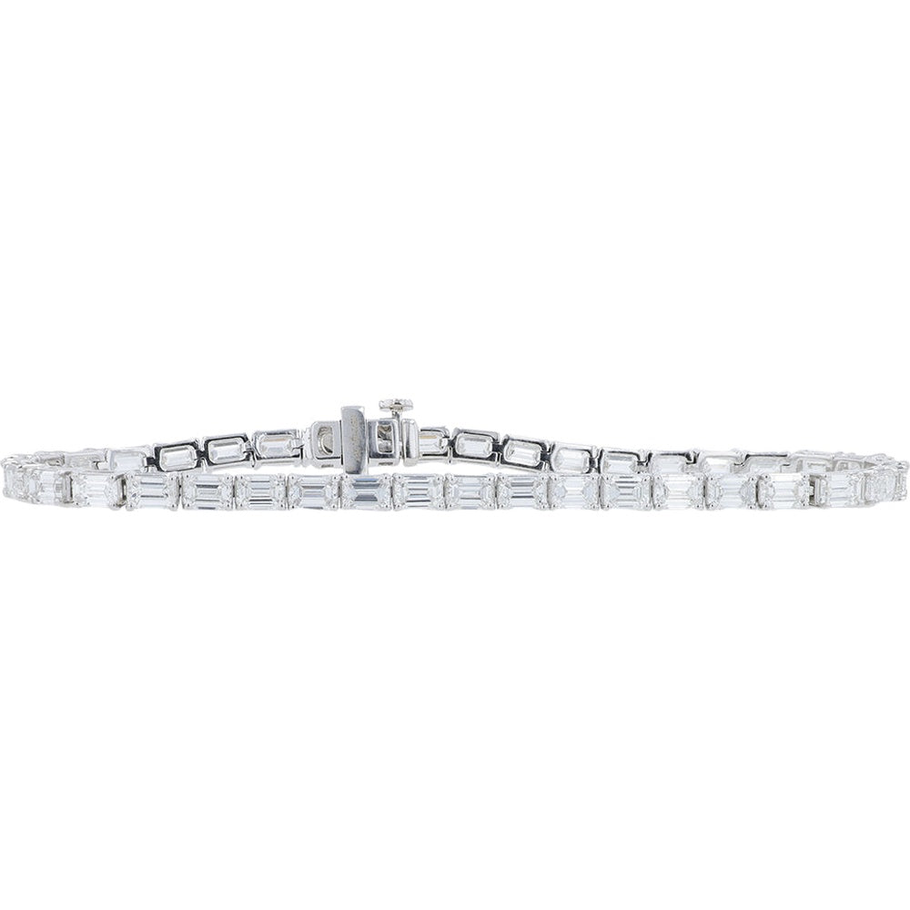 14K White Gold 7-Inch Tennis Bracelet with Emerald-Cut Lab Grown Diamonds - 9.75 Carat Total Diamond Weight