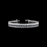 14K White Gold 7-Inch Tennis Bracelet with Inclined Prong-Set Marquise Cut Lab Diamonds - 6.65 Carats Total Diamond Weight - Covaloro Fine Jewelry